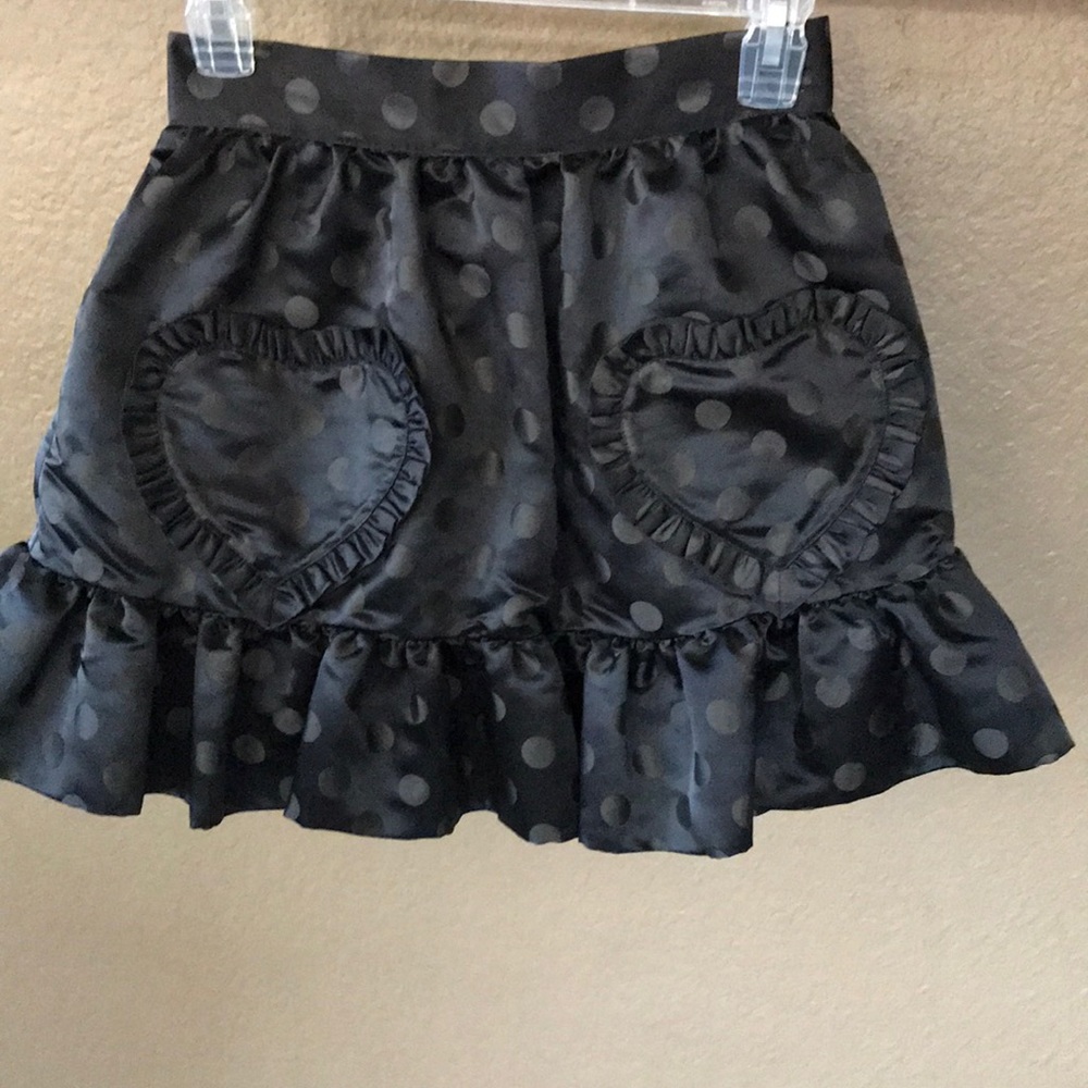 Betsey Johnson black satin polka dot skirt